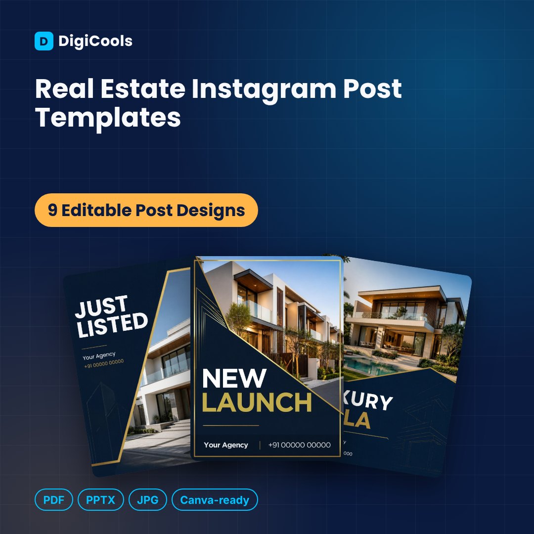 Real Estate Instagram Post Templates (9 Designs)