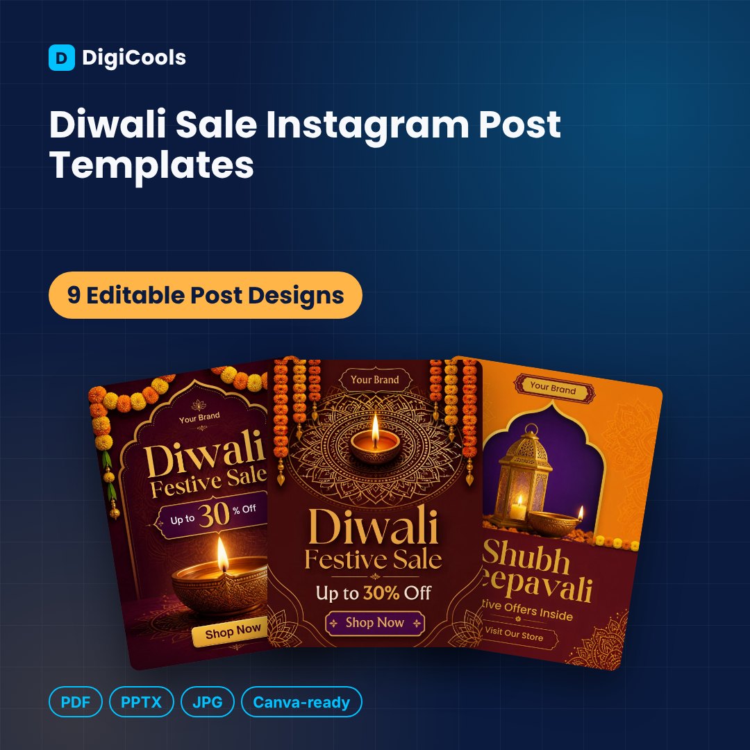 Diwali Sale Instagram Post Templates (9 Designs)