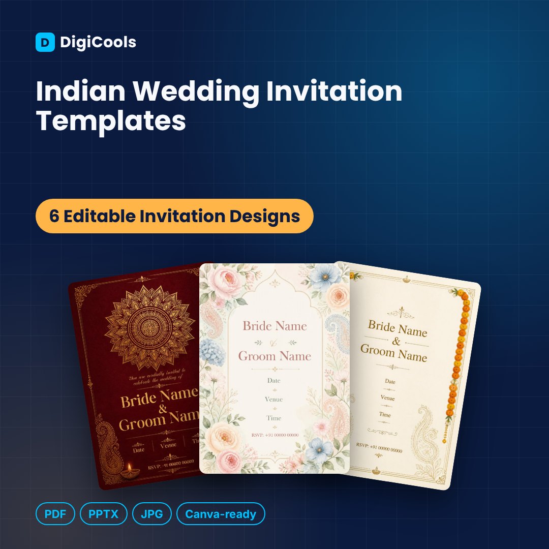 Indian Wedding Invitation Templates (6 Designs)
