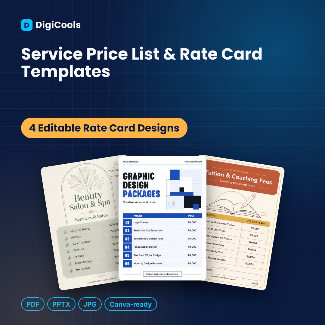Service Price List & Rate Card Templates (4)
