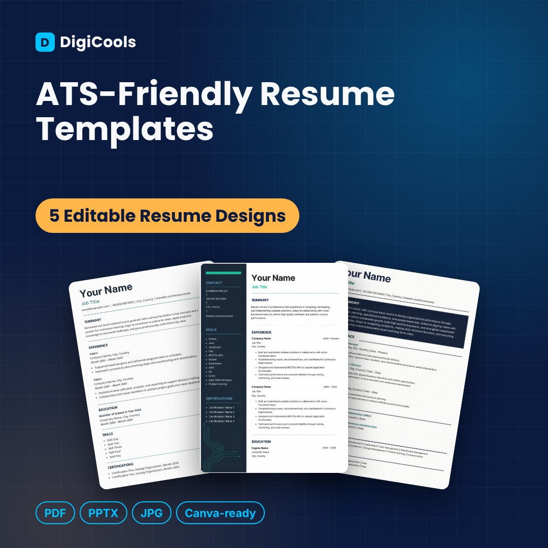 ATS-Friendly Resume Templates (5 Designs)