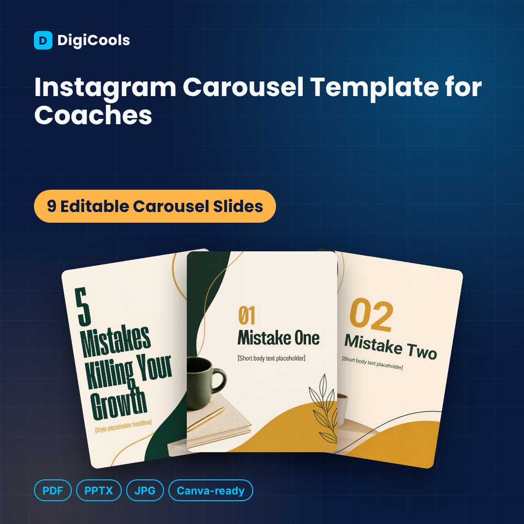 Instagram Carousel Template for Coaches (9 Slides)