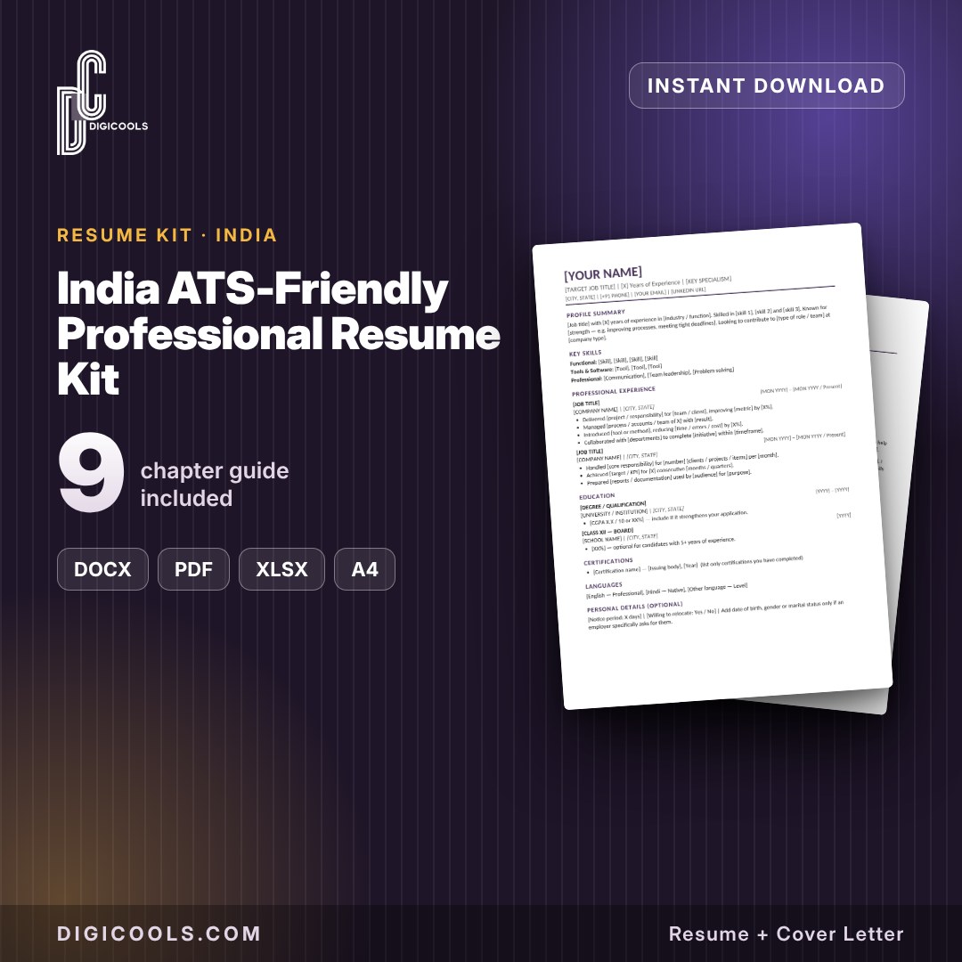 India ATS-Friendly Professional Resume Kit