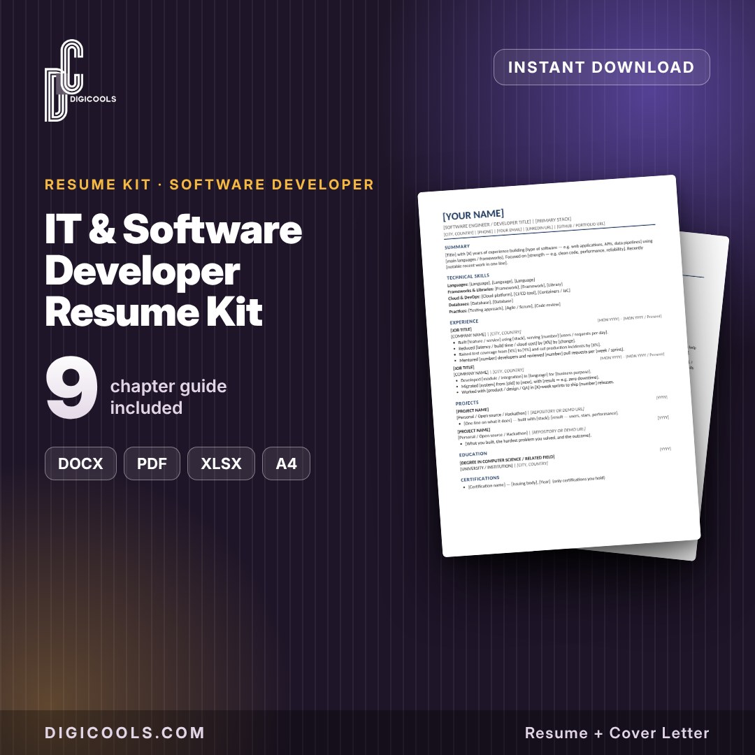 IT & Software Developer Resume Kit