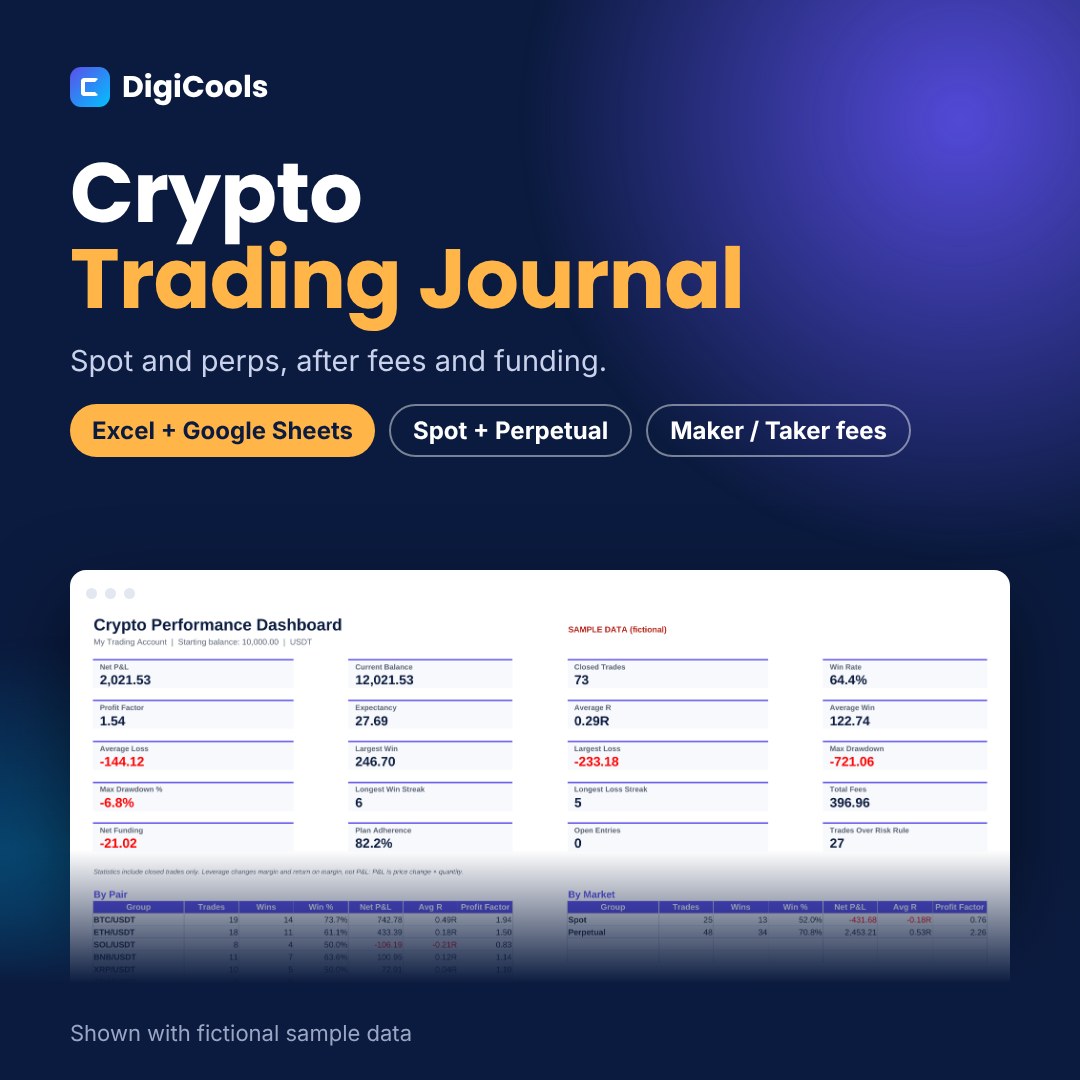 Crypto Trading Journal Spreadsheet for Excel & Google Sheets