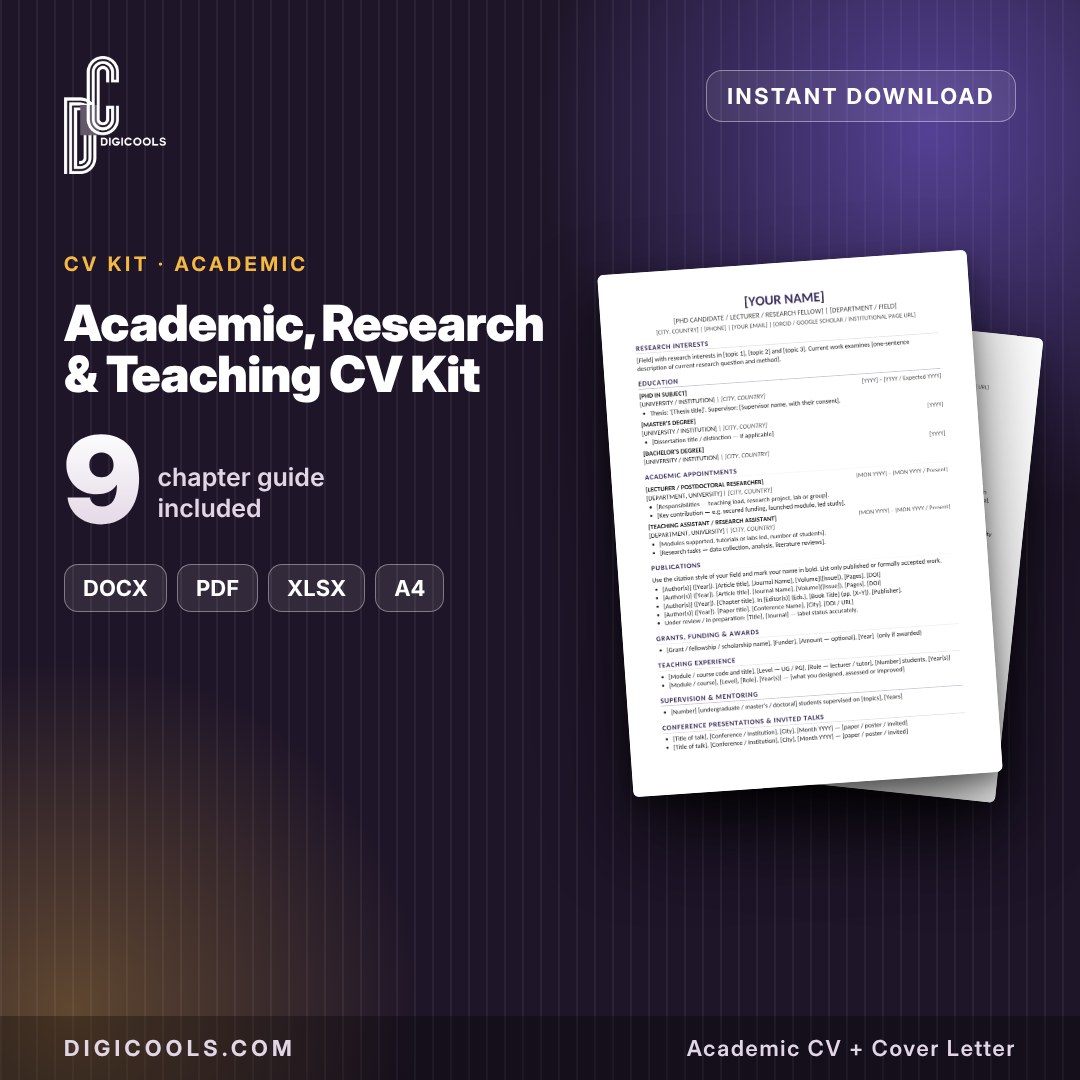 Academic, Research & Teaching CV Kit