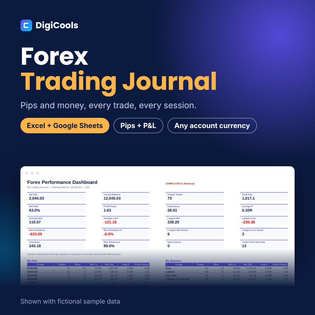 Forex Trading Journal Spreadsheet for Excel & Google Sheets