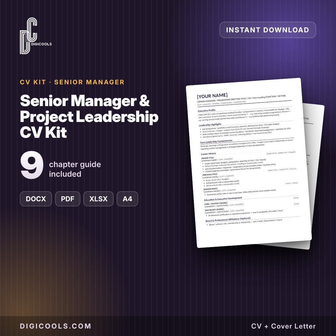 Senior Manager & Project Leadership CV Kit