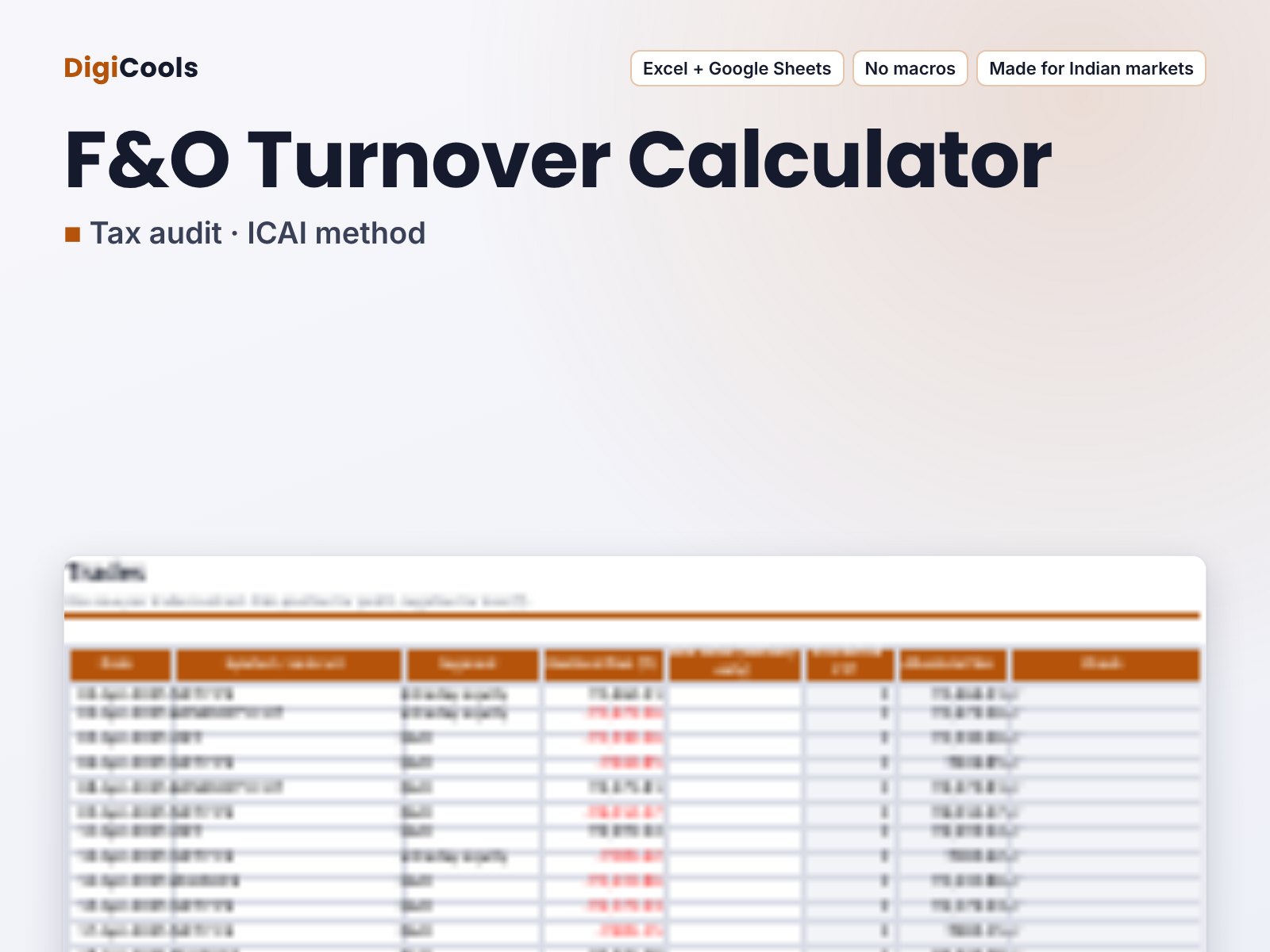 F&O Turnover Calculator for Tax Audit (ICAI Method)