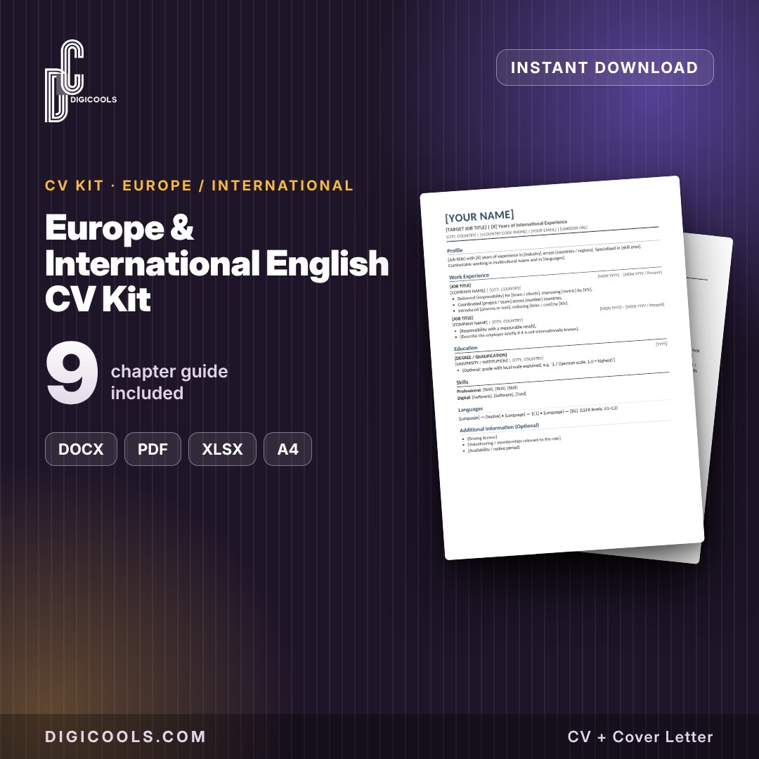 Europe & International English CV Kit