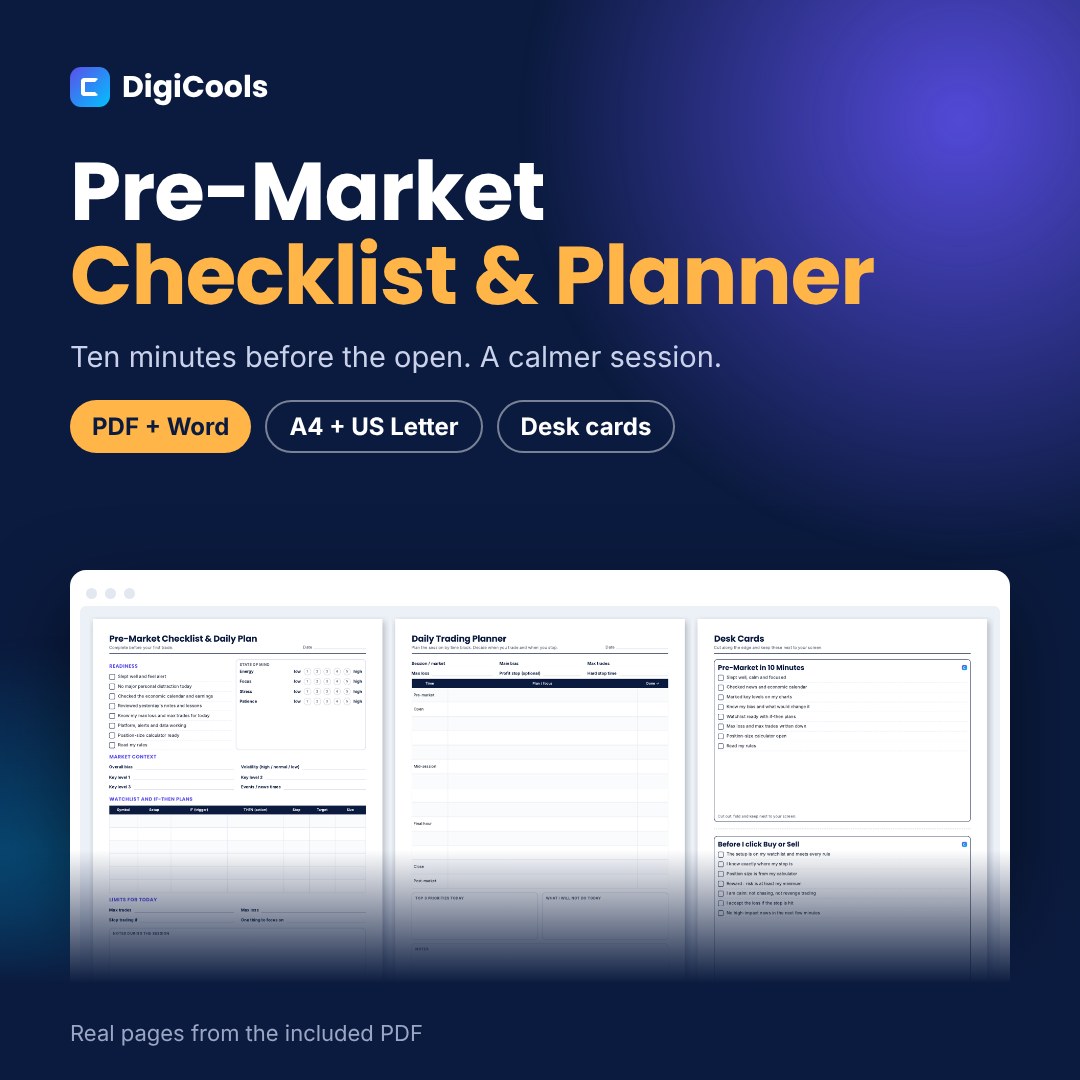Pre-Market Checklist & Daily Trading Planner – Printable